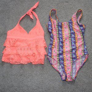 Gap Cat & Jack Girls 6/6X LOT OF 2 Pink Swimsuits